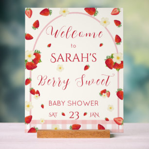 Beeren süße Erdbeere Baby Shower Druck mit Holz Acrylschild