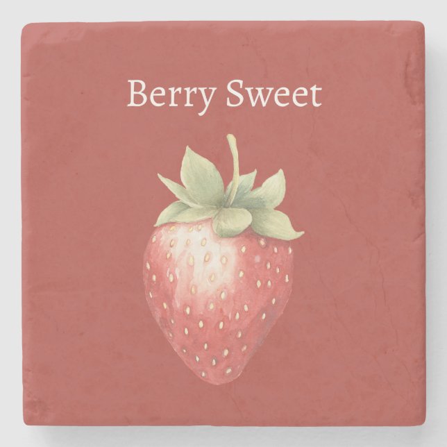 Beeren süße Erdbeere Steinuntersetzer (Vorderseite)