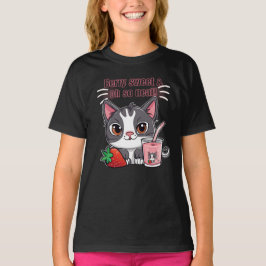 Beeren süße Katze mit Erdbeermilchshake T-Shirt
