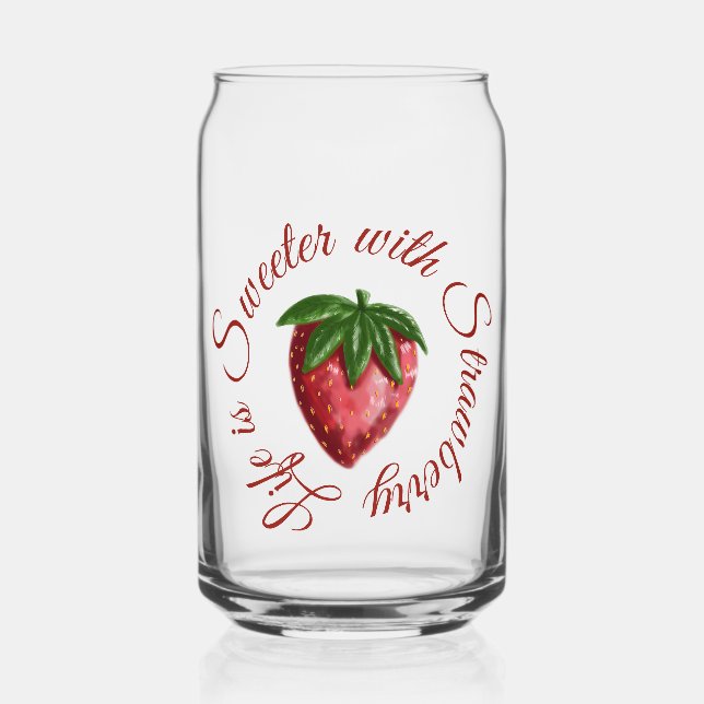 Beeren süßes handgezeichnetes Erdbeermuster Glas  (Vorderseite)
