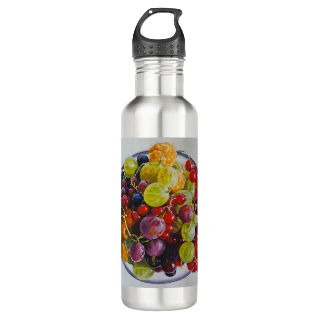Beeren - Überrealistisches Fruchtleben Edelstahlflasche (Vorderseite)