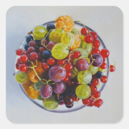 Beeren - Überrealistisches Fruchtleben Quadratischer Aufkleber