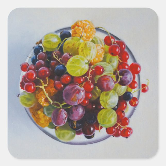 Beeren - Überrealistisches Fruchtleben Quadratischer Aufkleber (Vorderseite)