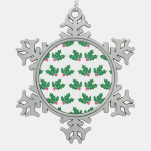Beeren und Blätter gemustert Schneeflocken Zinn-Ornament