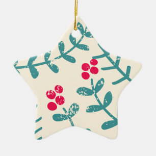 Beeren und Blätter Keramikornament