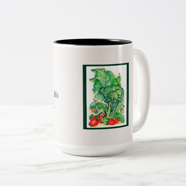 Beeren und Broccoli Zweifarbige Tasse (VorderseiteRechts)
