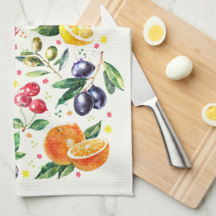 Beeren und Obst in Aquarellen Geschirrtuch