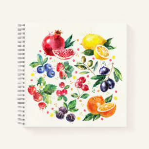 Beeren und Obst in Aquarellen Notizbuch