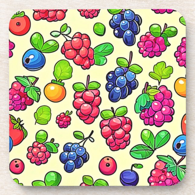 Beerenfrucht Musterdesign Getränkeuntersetzer (Vorderseite)