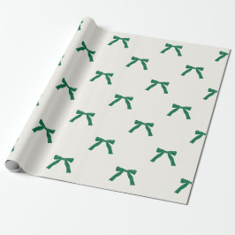 Beerengrün Schleifen auf cremefarbenen Weihnachtsf Geschenkpapier