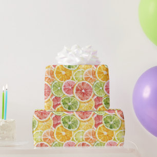 Beerengrüner Limette Orangefarbener Rosa Frucht Ju Geschenkpapier