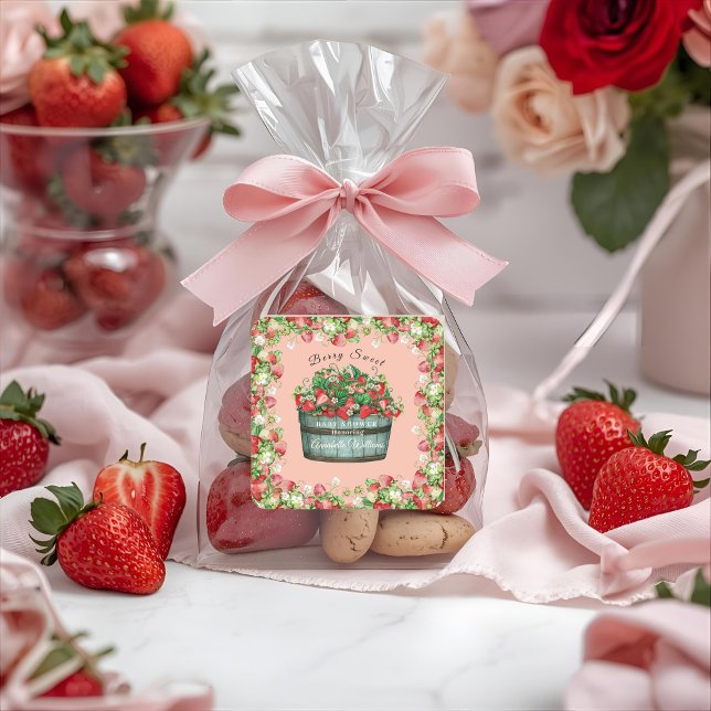 Beerenküche Babydusche Einladung Quadratischer Aufkleber (Von Creator hochgeladen)