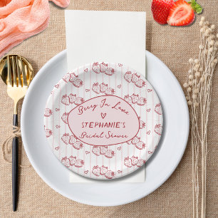 Beerenliebe Rosa Rote Erdbeeren Brautparty Pappteller