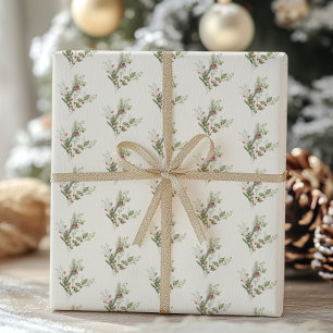 Beerenrote Creme Botanischer Weihnachtsurlaub Geschenkpapier
