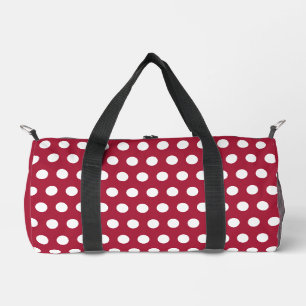 Beerenrotes Weißes Punkte-Muster-Design Duffle Bag