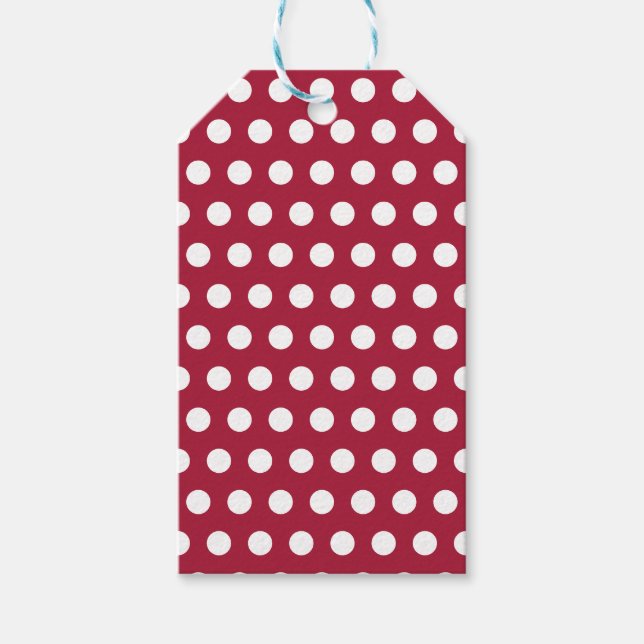 Beerenrotes Weißes Punkte-Muster-Design Geschenkanhänger (Vorderseite)