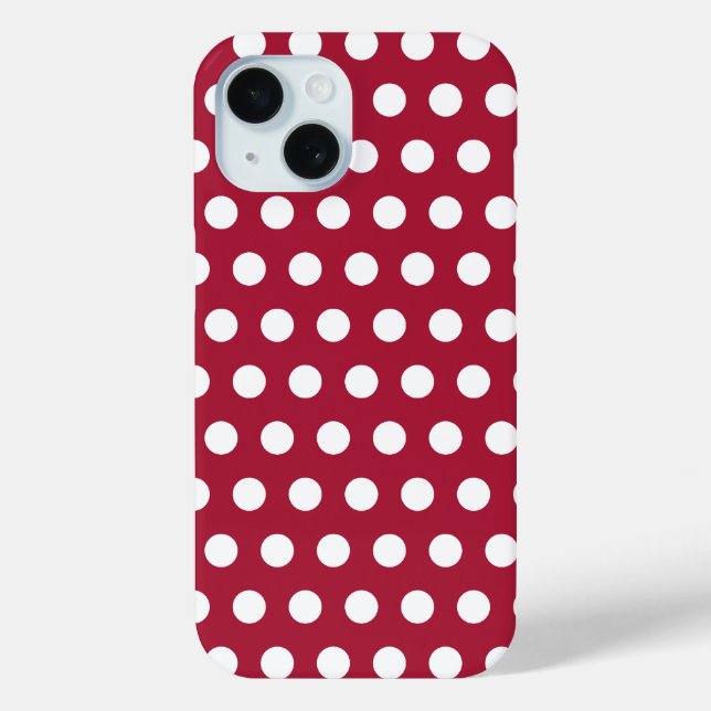 Beerenrotes Weißes Tupfenmuster-Design Case-Mate iPhone Hülle (Rückseite)