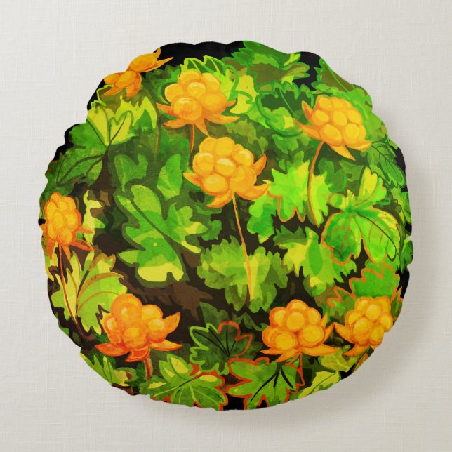 Beerenwolken Rundes Kissen (Vorderseite)