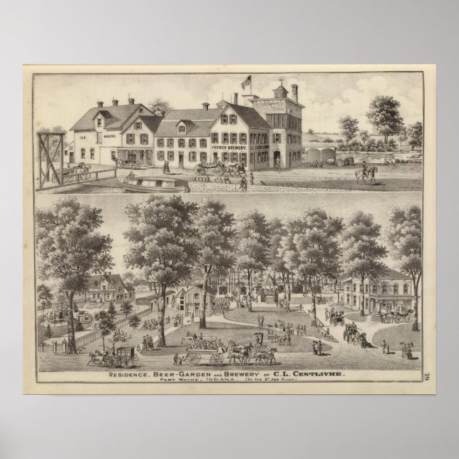 Beergarden and brewery of CL Centlivre Poster (Vorne)