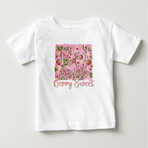 Beerige Süße Erdbeergarten-Aquarell-Blumenmuster Baby T-shirt