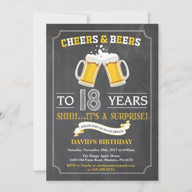 Beers and Bers 18. Geburtstag Einladungskarte (Vorderseite)