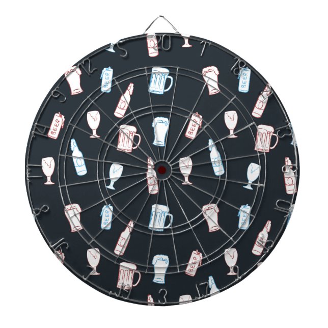 Beers Rustic Hand Drawn Whimsical Beer Man Cave Dartscheibe (vorne)