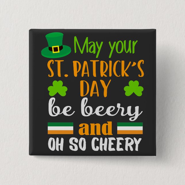 Beery Cheery St. Patrick's Day Button (Vorderseite)