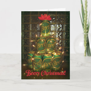Beery Christmas - Carte d'arbre à bière lumineuse