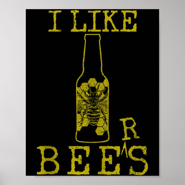 Bees &amp; Beer - Funny Quote Beekeeng Beekeeper G Poster (Vorne)