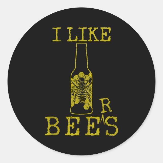 Bees &amp; Beer - Funny Quote Beekeeng Beekeeper G Runder Aufkleber (Vorderseite)