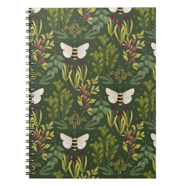 Bees and Foliage Spiral Notebook Notizblock (Vorderseite)