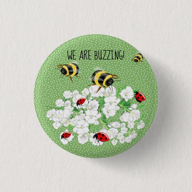 BEES and LadyBugs - Art of LeahG Rette die Bienen Button (Vorderseite)