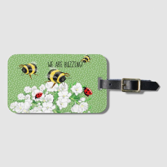 BEES and LadyBugs - Art of LeahG Rette die Bienen Gepäckanhänger (Vorderseite (Horizontal))