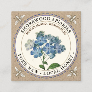 Bees Bleu Fleur été Miel Kraft Carte de visite