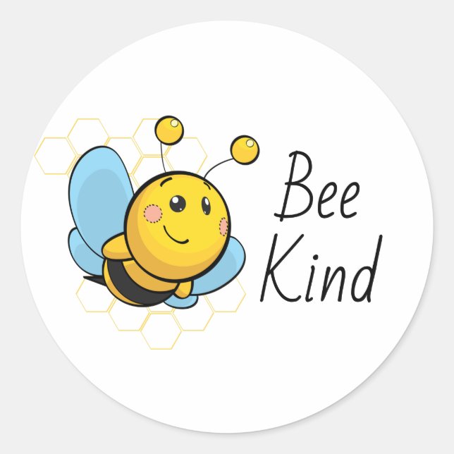 Bees Kind Niedlich Runder Aufkleber (Vorderseite)