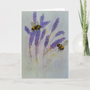 Bees Lavender carte aquarelle maman nana ami