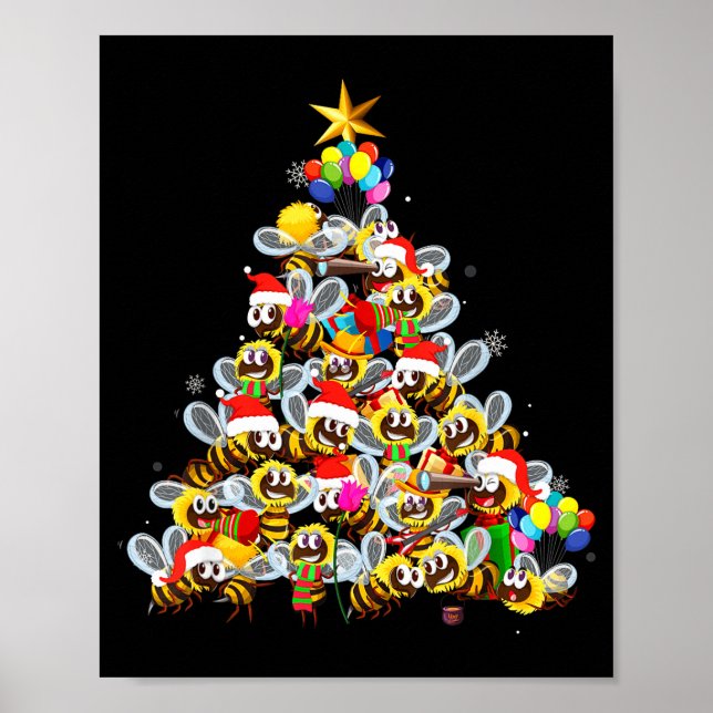 Bees Tree Christmas Sweater Xmas For Bees Lover  Poster (Vorne)