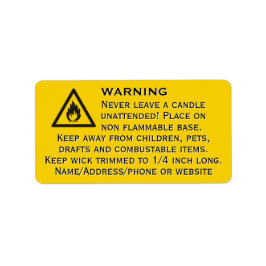 BeesWachskerzen-Gelbe Warnschild Adressaufkleber