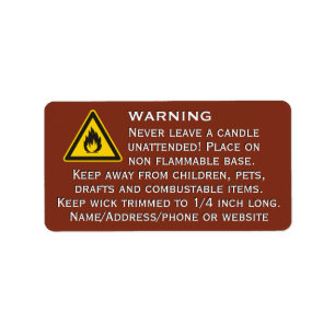 Beeswax Candle Red Warning Label Adressaufkleber