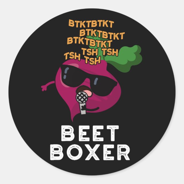 Beet Boxer Funny Beet Puff Dark BG Runder Aufkleber (Vorderseite)