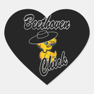Beethoven Chick #4 Herz-Aufkleber