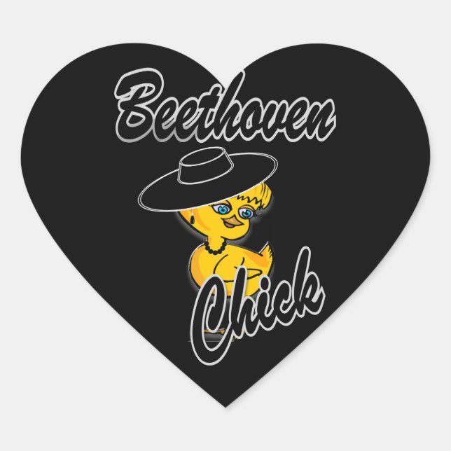 Beethoven Chick #4 Herz-Aufkleber (Vorderseite)
