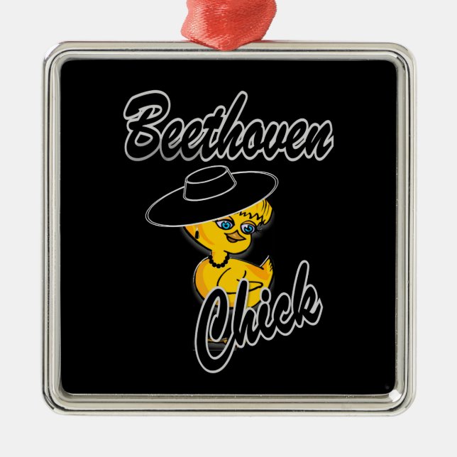 Beethoven Chick #4 Silbernes Ornament (Vorne)