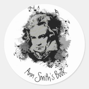 Beethoven Classical Music Composer Song Writer Runder Aufkleber
