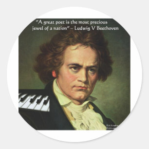 Beethoven & Dichter/Kostbarkeiten Zitate Geschenke Runder Aufkleber
