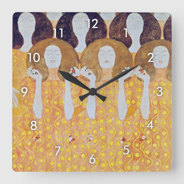 Beethoven Frieze (Detail), Gustav Klimt Quadratische Wanduhr (Vorderseite)