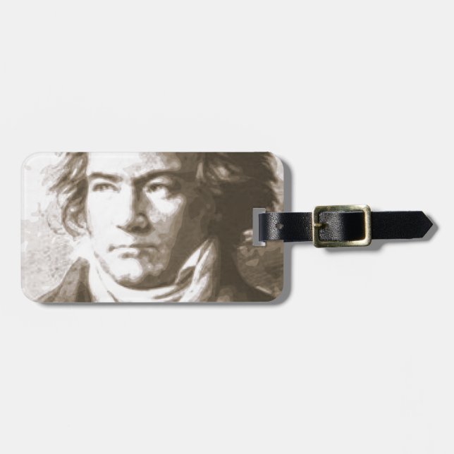 Beethoven in Sepia Gepäckanhänger (Vorderseite horizontal)