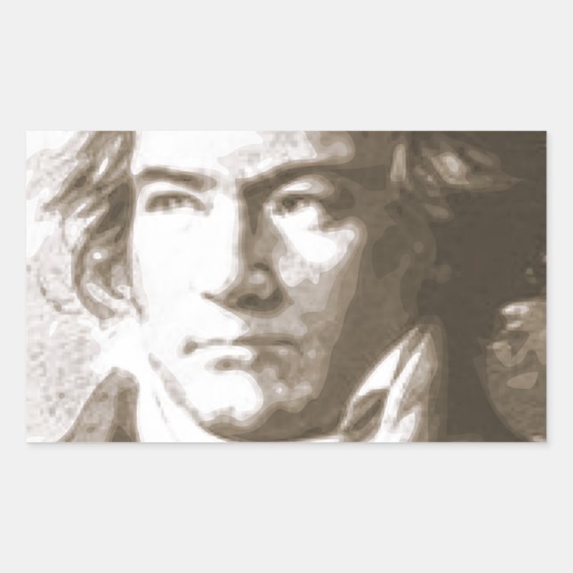 Beethoven in Sepia Rechteckiger Aufkleber (Vorderseite)