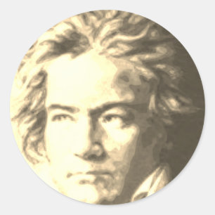 Beethoven in Sepia Runder Aufkleber