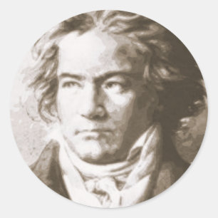 Beethoven in Sepia Runder Aufkleber